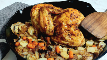 Whole Roasted Game Birds with Vegetables